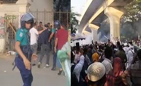 শাহবাগ অভিমুখে প্রাথমিক শিক্ষকদের মিছিলে পুলিশের বাধা, কাঁদানে গ্যাস ও সাউন্ড গ্রেনেড নিক্ষেপ