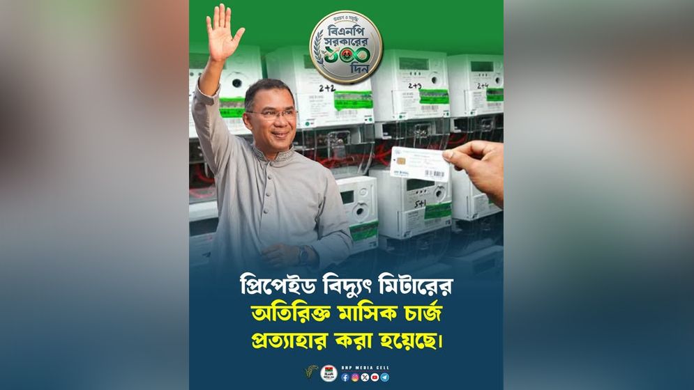 বিদ্যুতের মিটারের মাসিক চার্জ প্রত্যাহার প্রিপেইড 