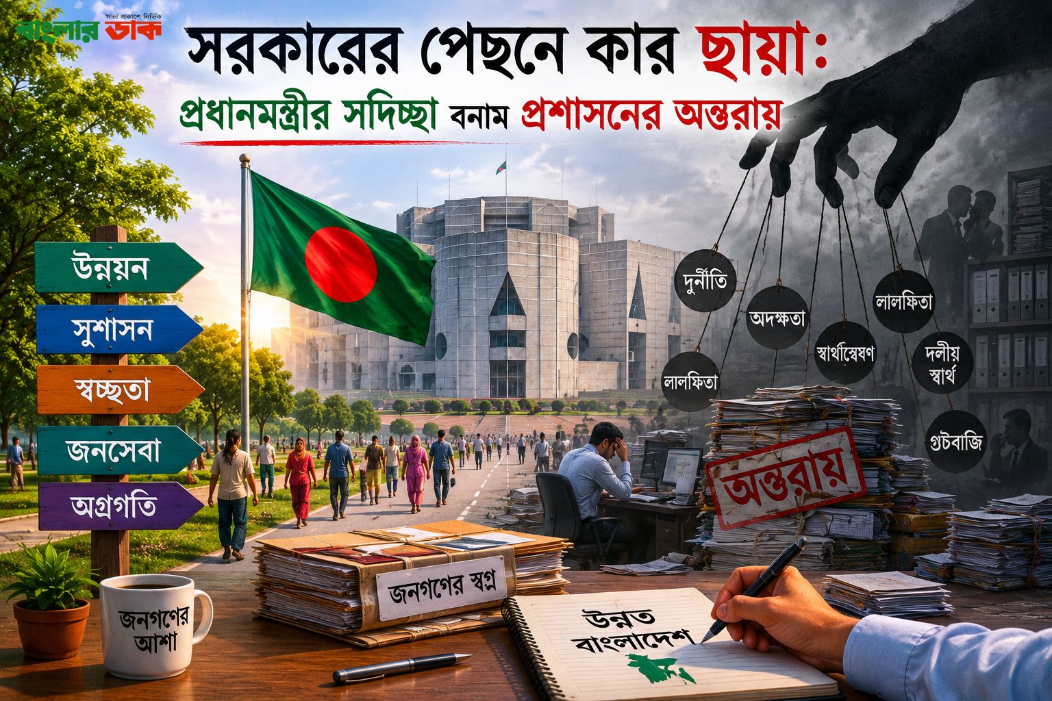 সরকারের পেছনে কার ছায়া: প্রধানমন্ত্রীর সদিচ্ছা বনাম প্রশাসনের অন্তরায়